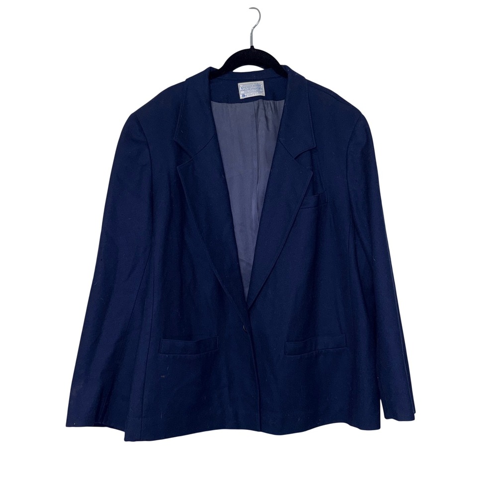 Pendleton Vintage Dark Academia Blazer‎ Women XL Navy Blue Virgin Wool USA